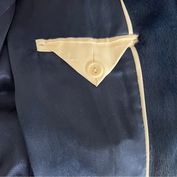 J CREW COLLECTION NAVY BLUE FAUX FUR Palais topcoat LONG COAT SIZE 2 STYLE BU455 - Picture 10 of 11